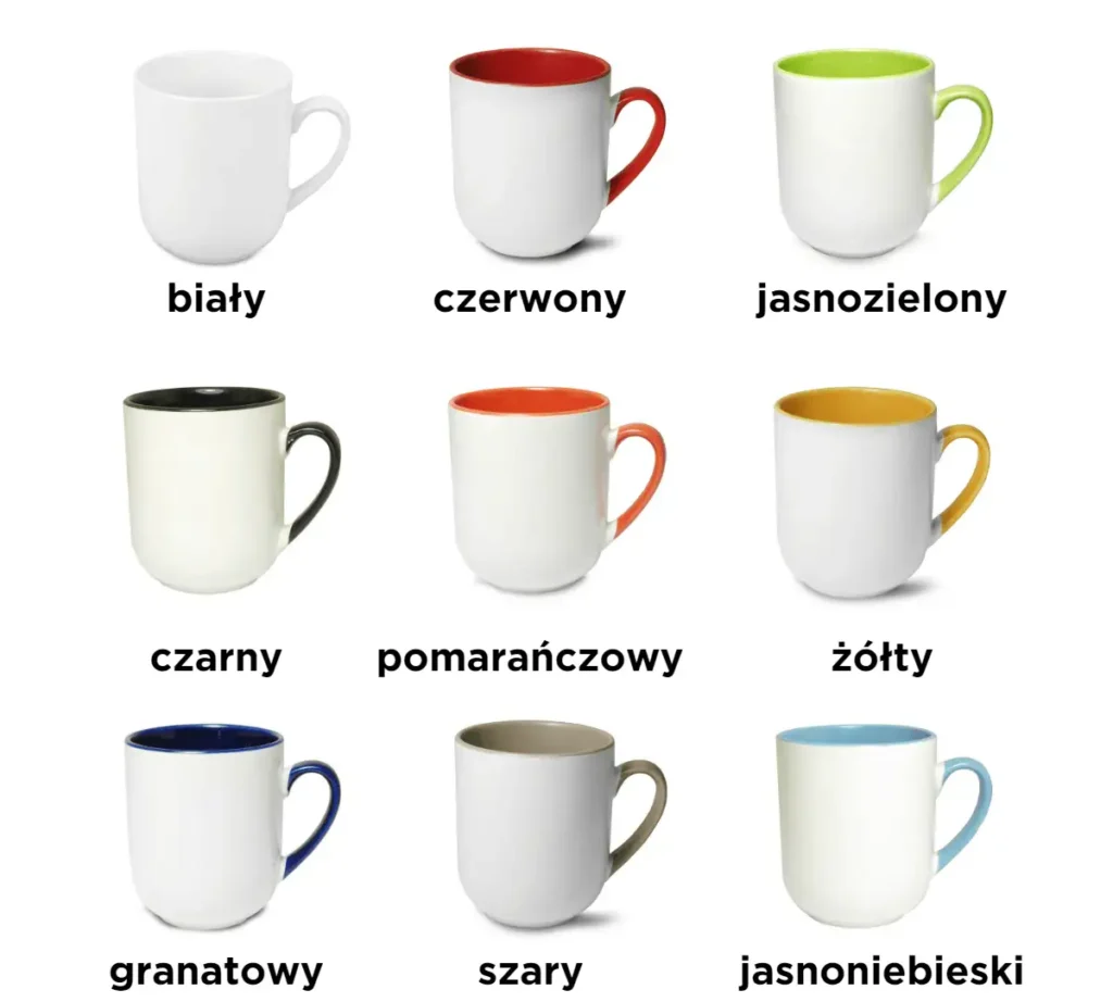 kolory kubków z logo do kawy